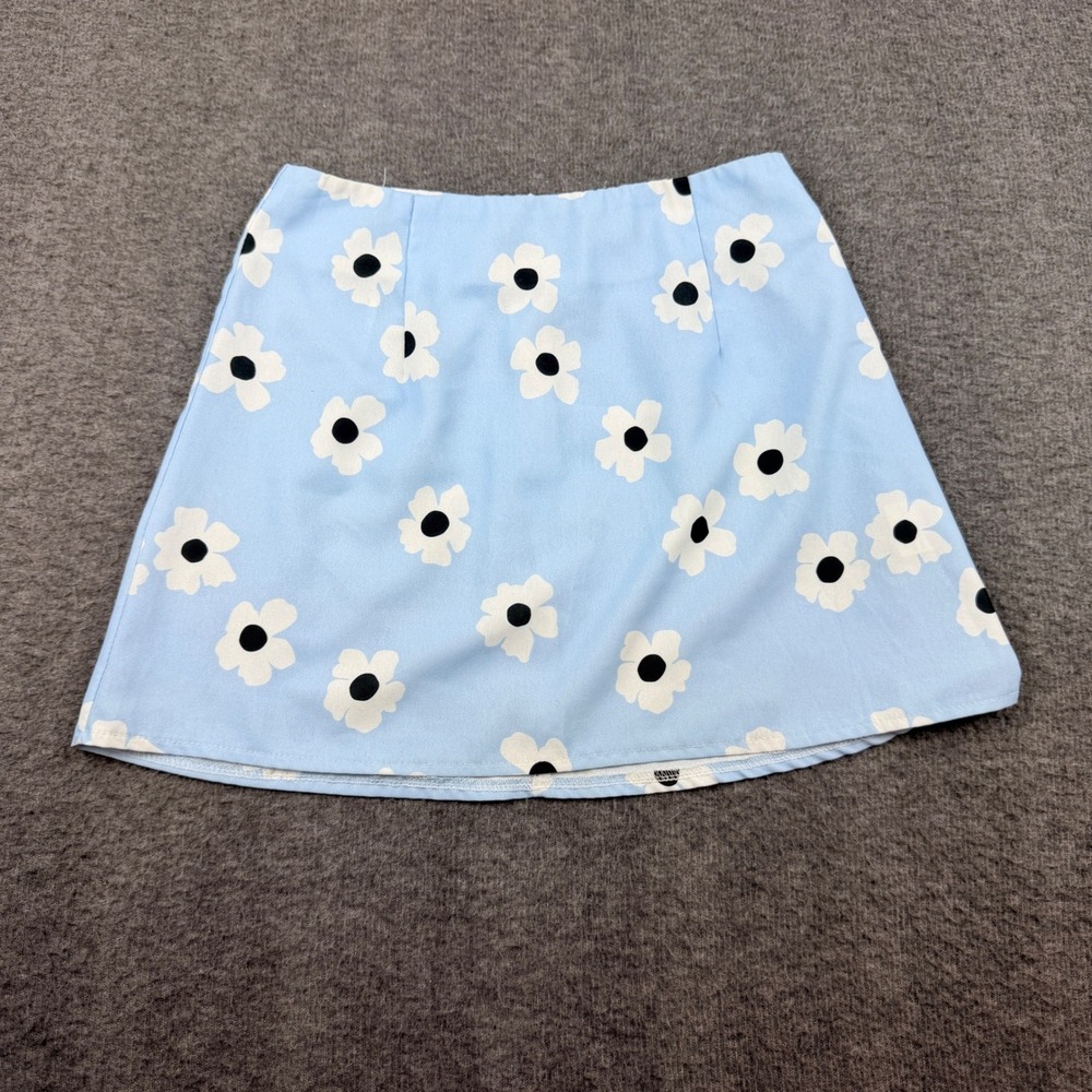 Princess Polly Mini Skirt Women's Size 2 Blue Floral Daisy Print‎ A-Line High